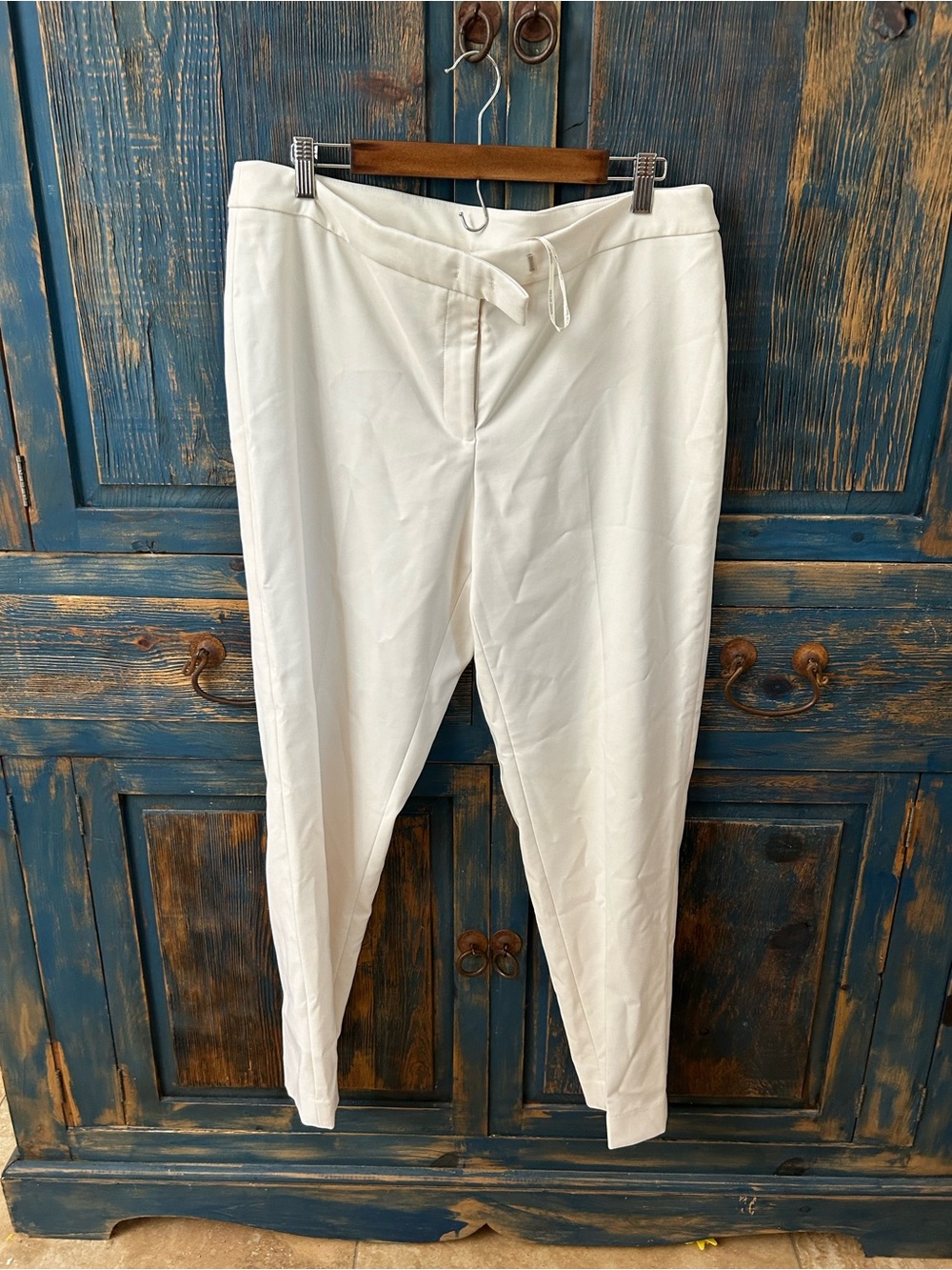 Anne Klein Men's Cream Dress Trousers with Drawstring